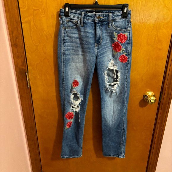 Hollister High‎ Rise Slim Straight Vintage Stretch Size 0R 24w 27l Distressed - Picture 2 of 16